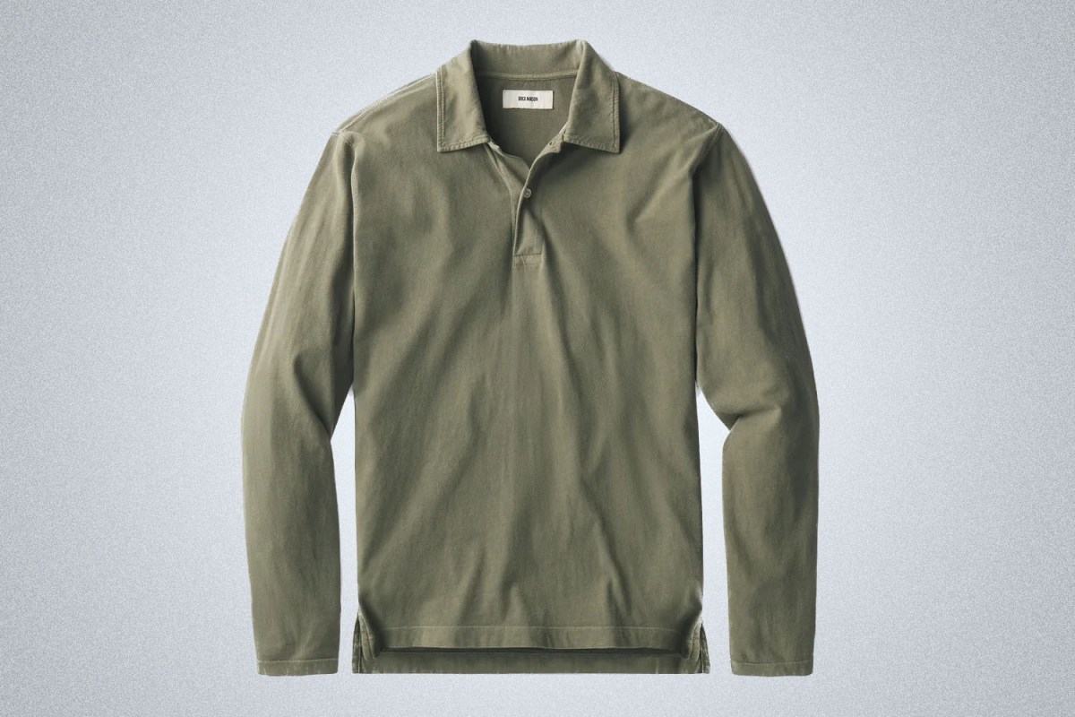 Buck Mason Sueded Cotton Long Sleeve Polo