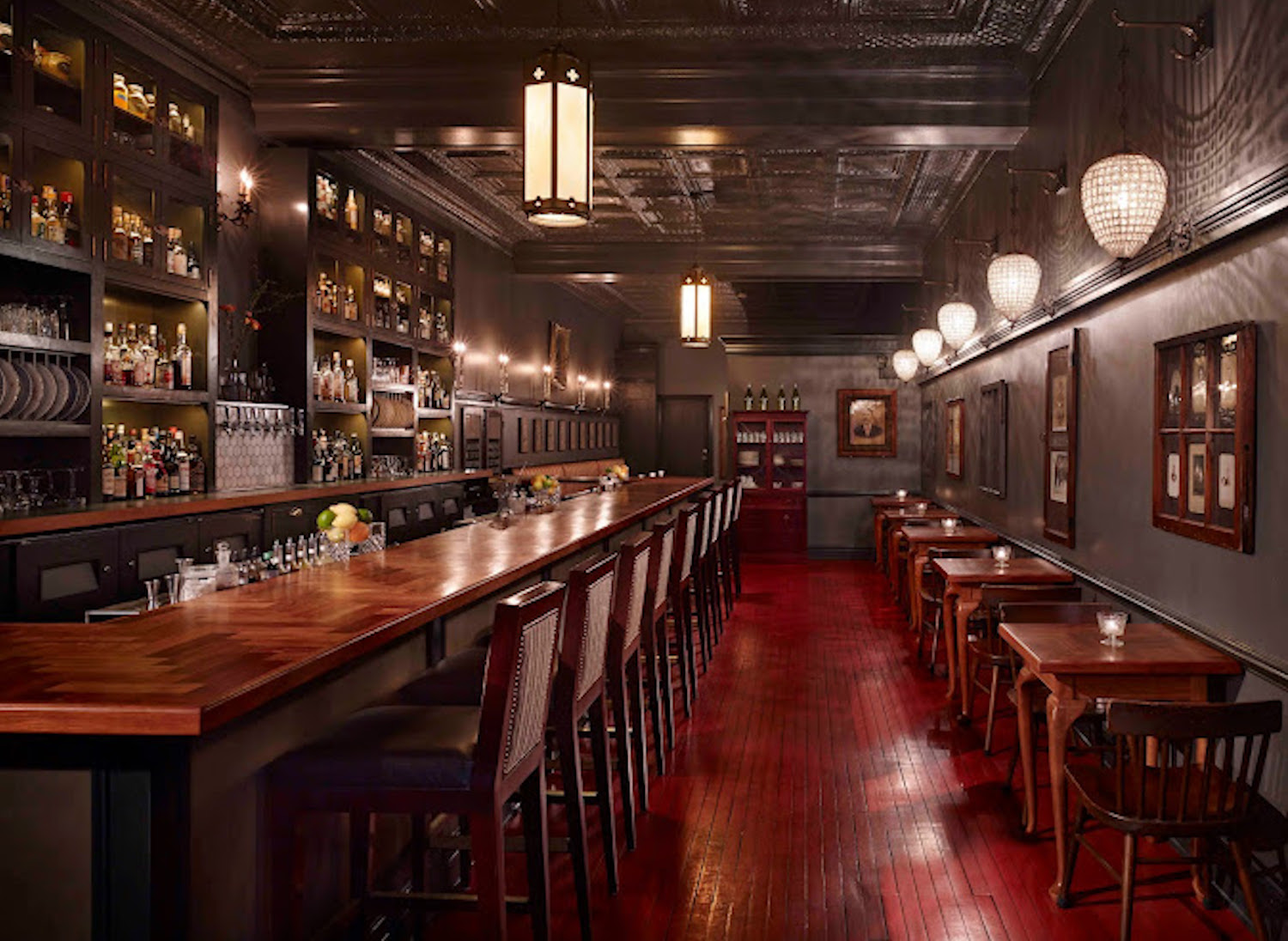 Brown- and red-colored bar area