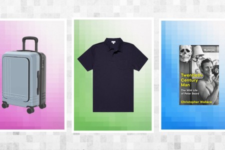a collage of items that the InsideHook Editors bought in July on a checked background