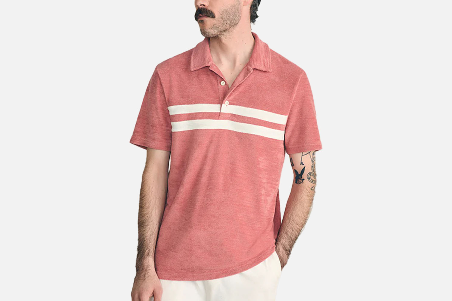Faherty Cabana Towel Terry Surf Stripe Polo Shirt