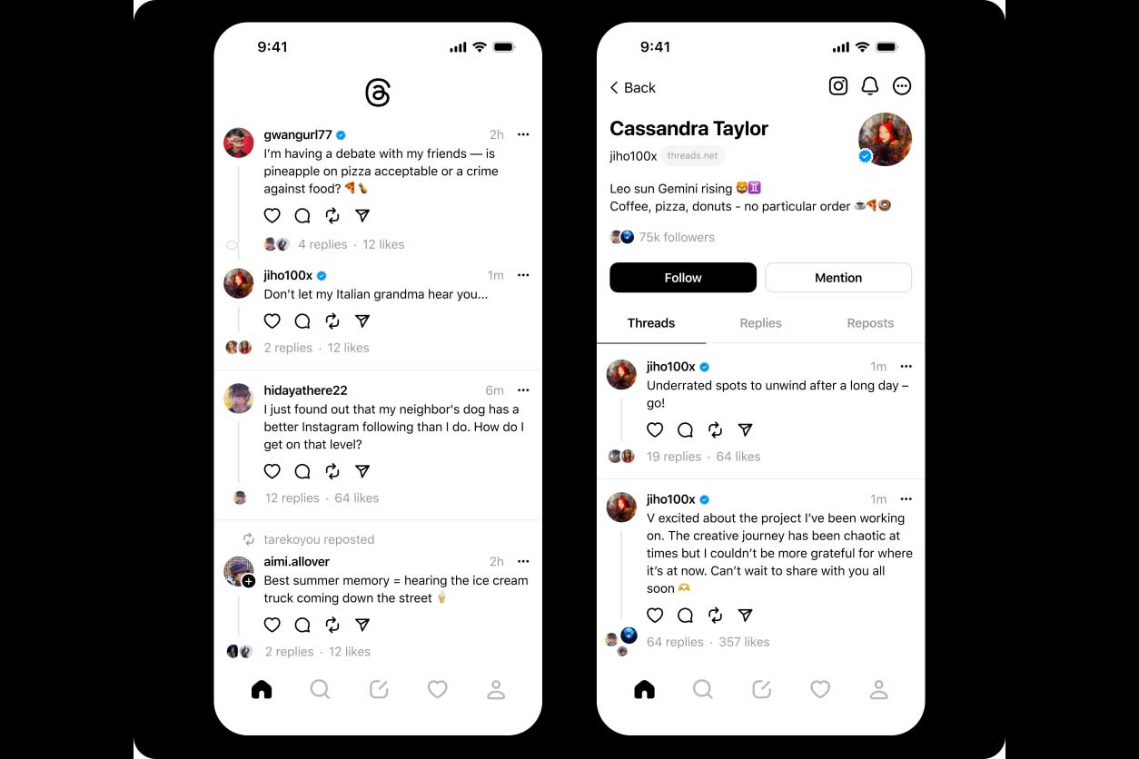 A feed for Threads, the new social media platform from Meta