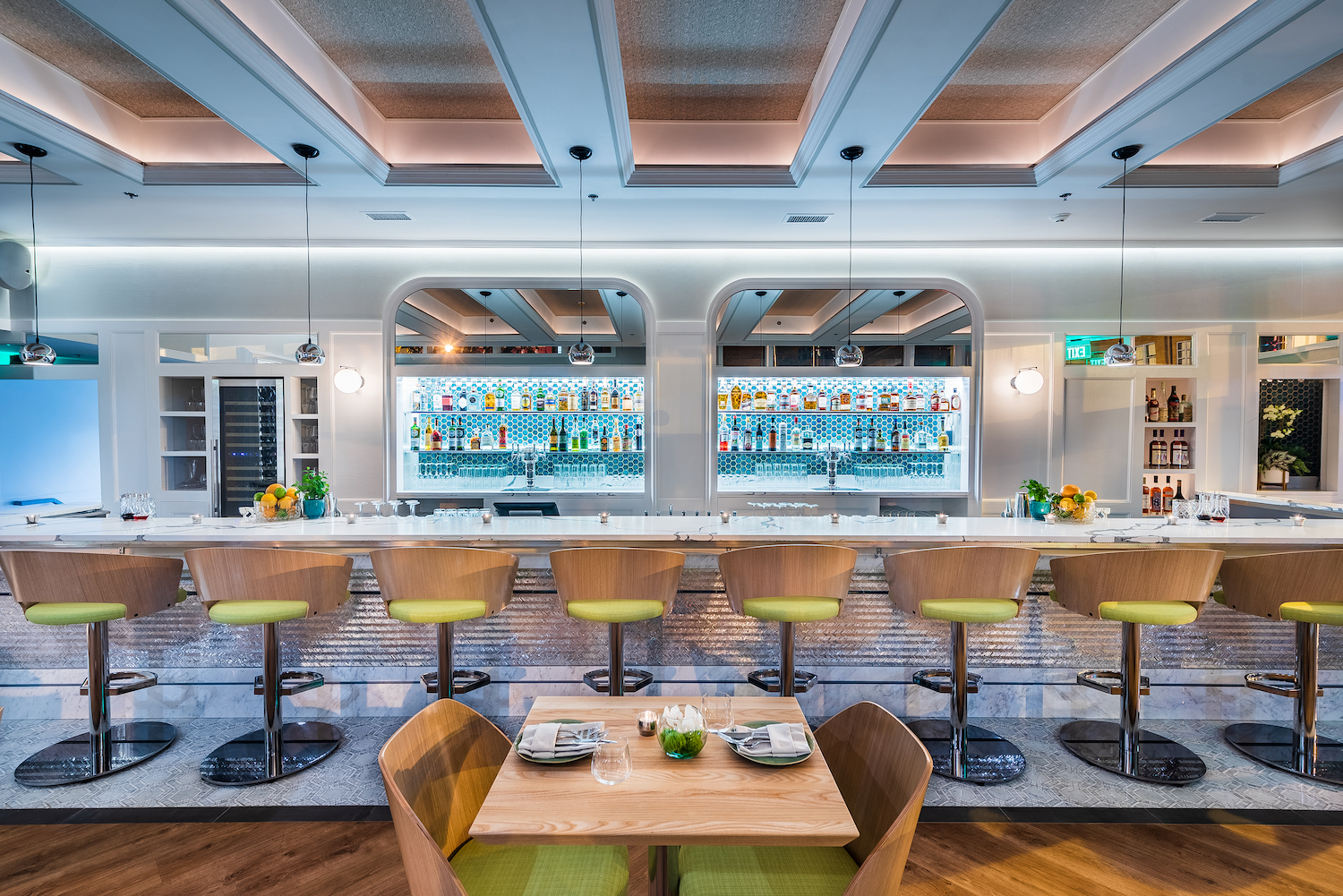 Bright colored bar with bright lighting.