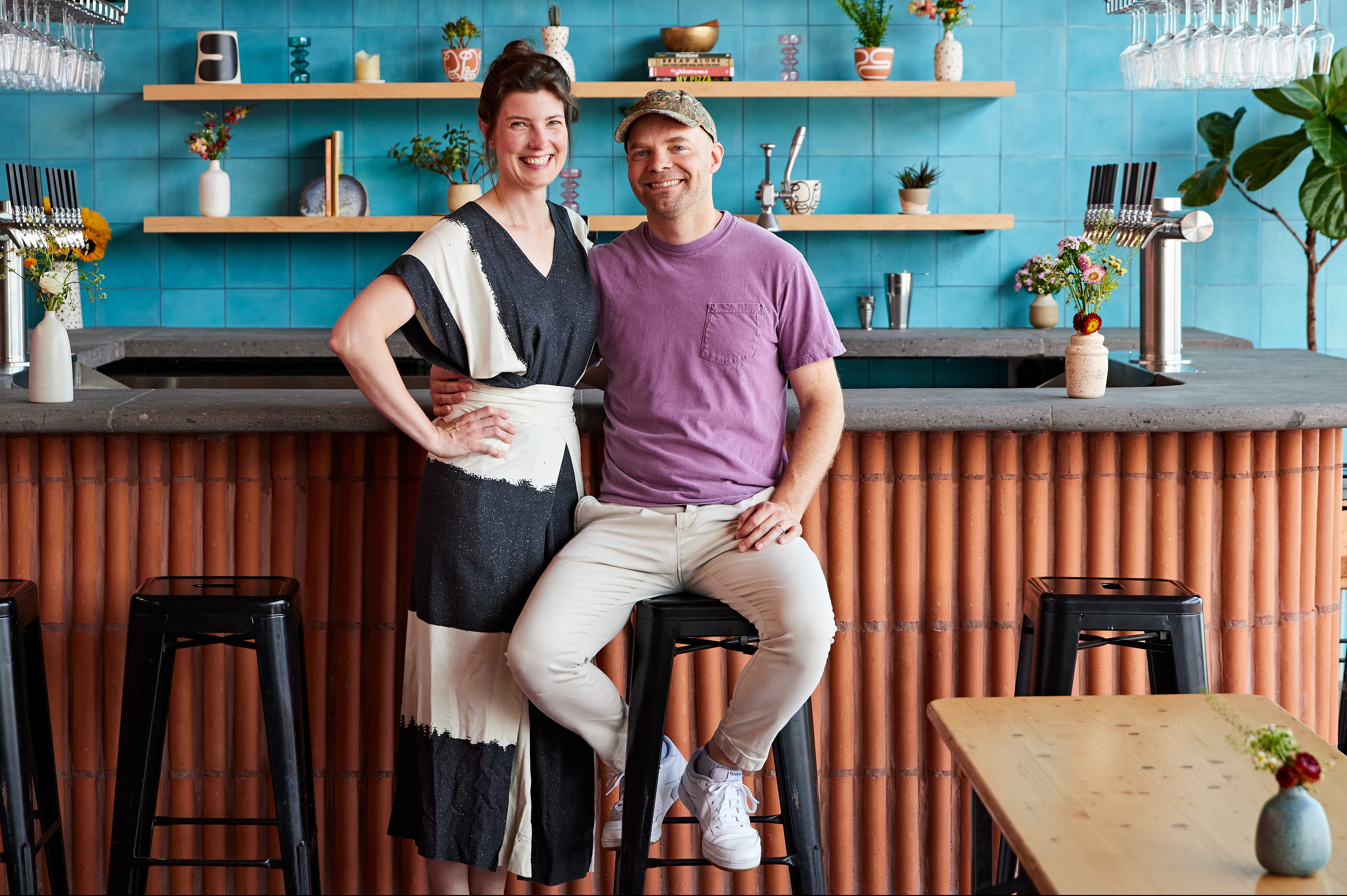 Lauren and Joe Grimm at their new pizzeria.