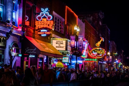 Lower Broadway in Nashville is a renowned entertainment district for country music.