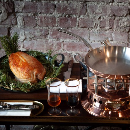 Food being prepared on top of kitchen stove.