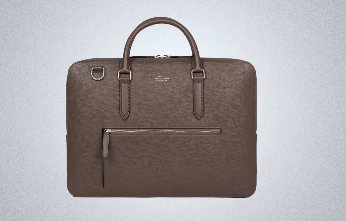 Smythson Slim Briefcase with Zip Front