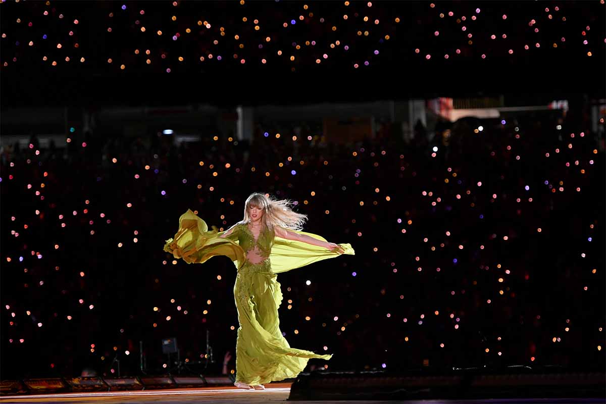 Taylor Swift performs onstage during night two of Taylor Swift | The Eras Tour at GEHA Field at Arrowhead Stadium on July 08, 2023 in Kansas City, Missouri.