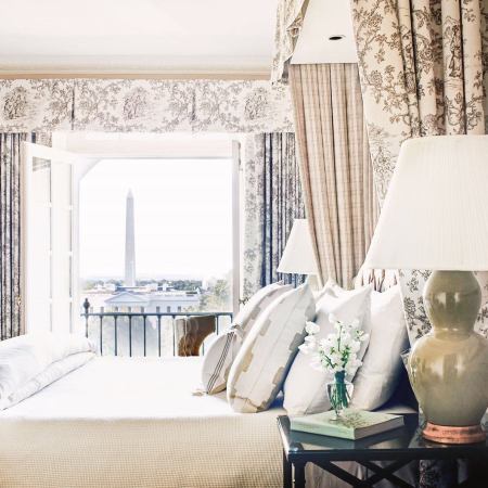 Bedroom with a view of the Washington Monument