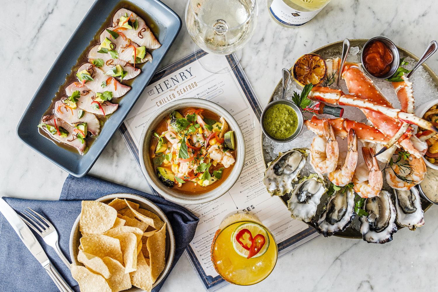 Various dishes and drinks on a table
