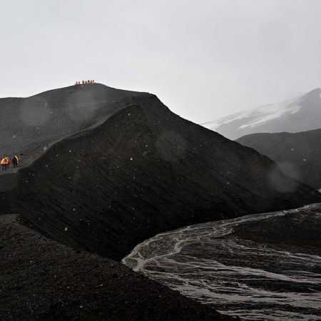 Bucket list item: trek up a black volcano in Antarctica