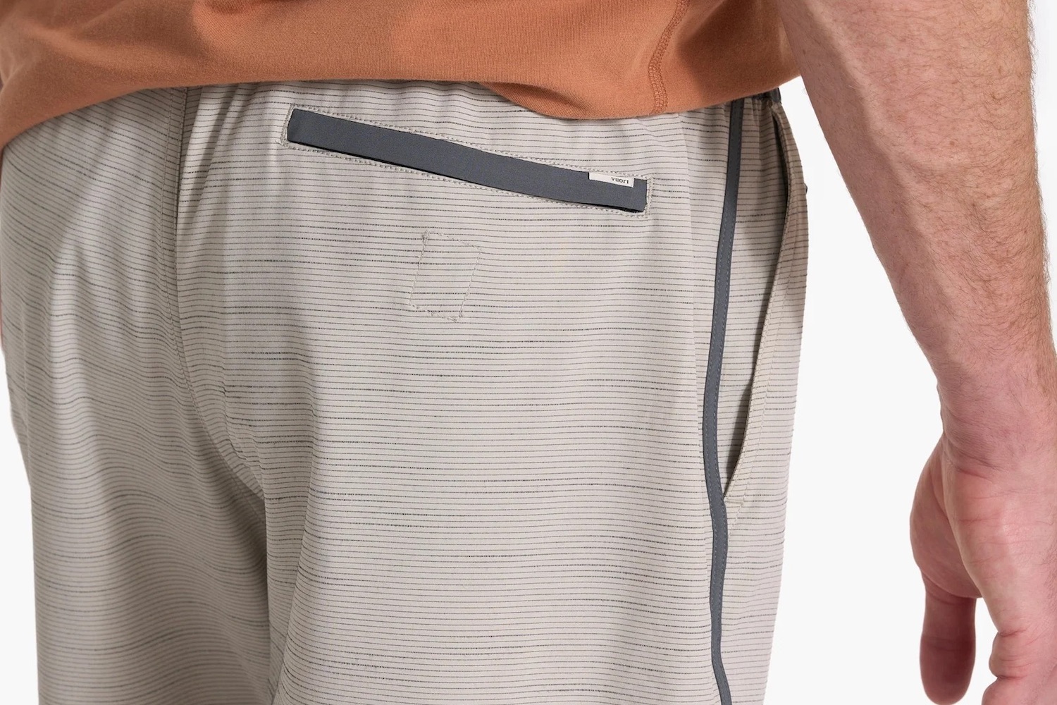 a model in a pair of Vuori Banks Shorts
