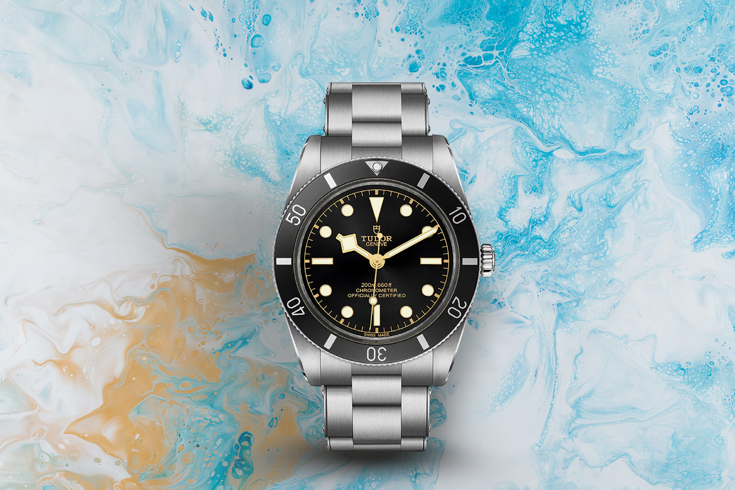 Silver, black and gold watch