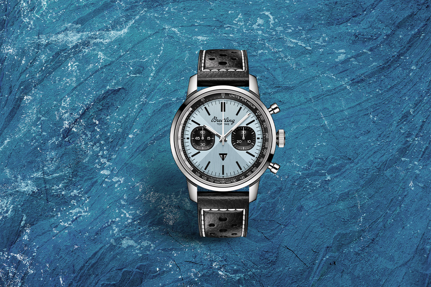 Blue, gray and black watch.