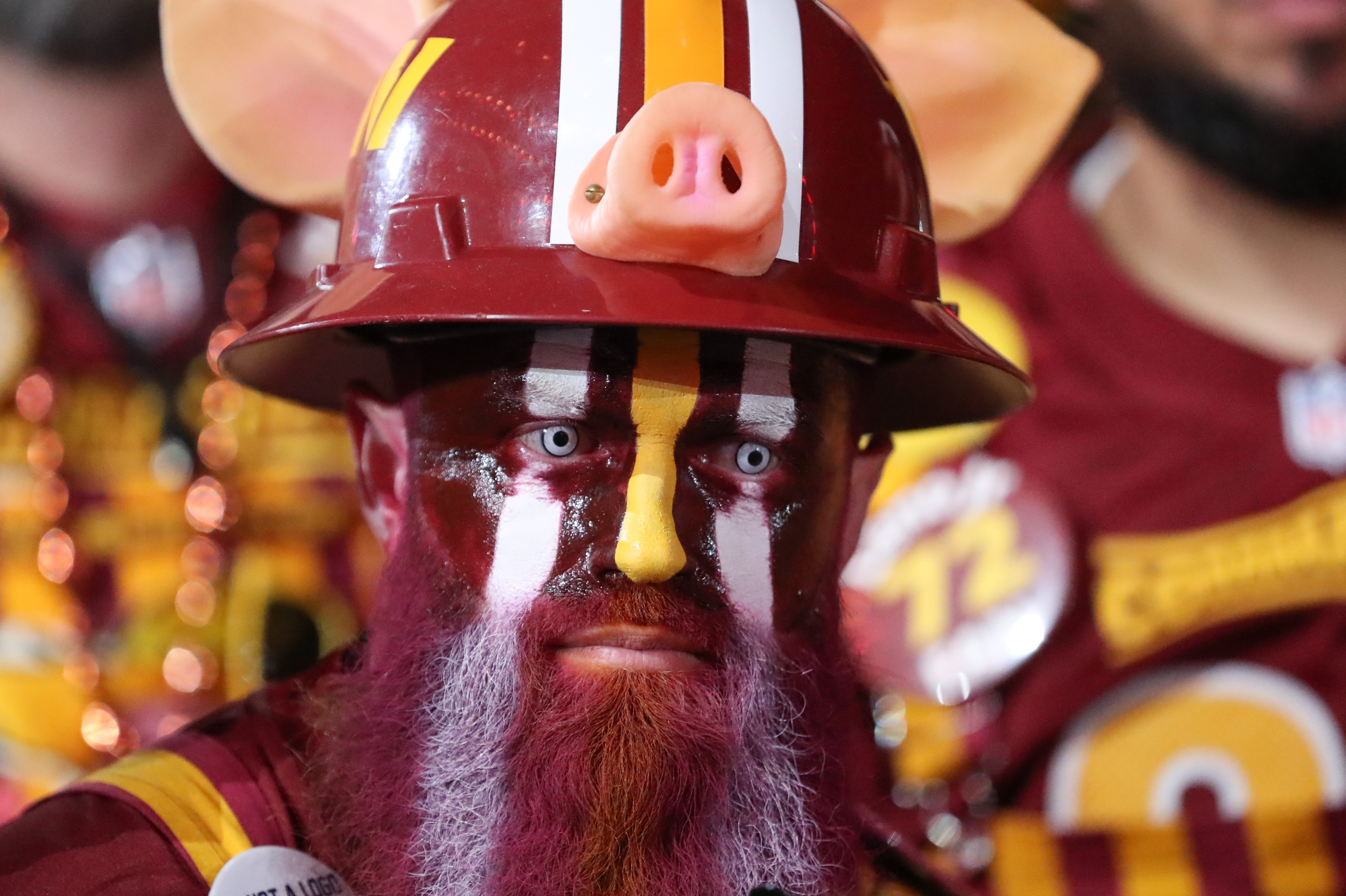 A Washington Commanders fan at the NFL Draft in April.