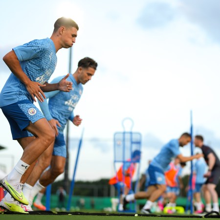 Phil Foden and Jack Grealish of the EPL in training.