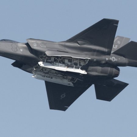 A U.S. Air Force Lockheed Martin F-35 Lightning stealth fighter.