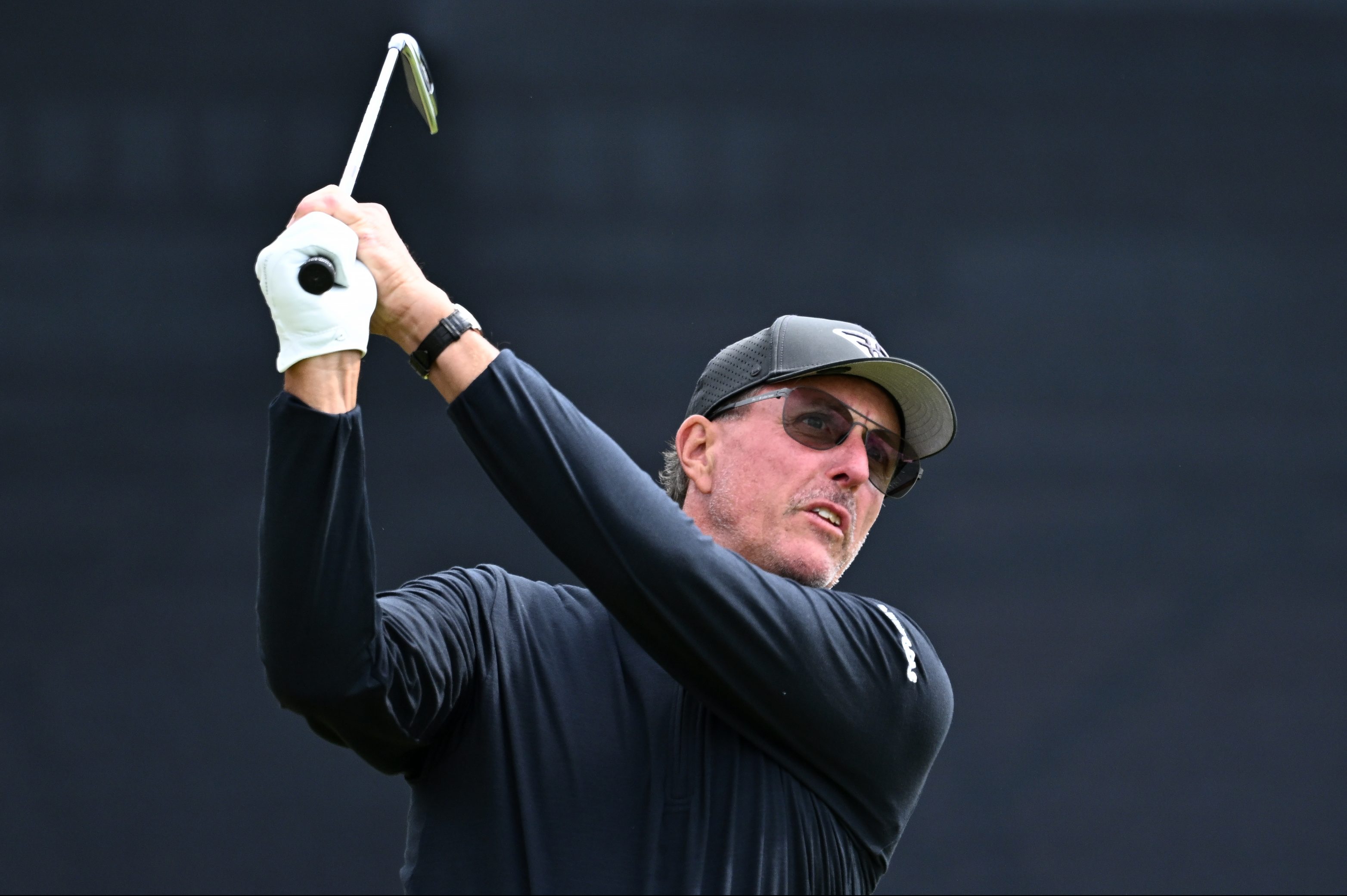 Phil Mickelson tees off on at the 151st Open.