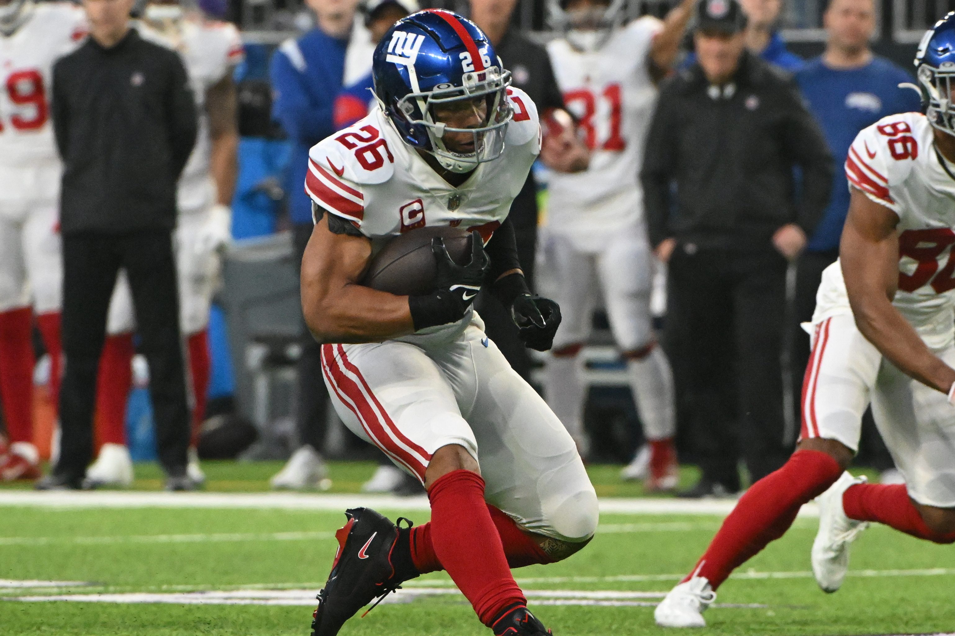 Saquon Barkley on the field for the New York Giants.