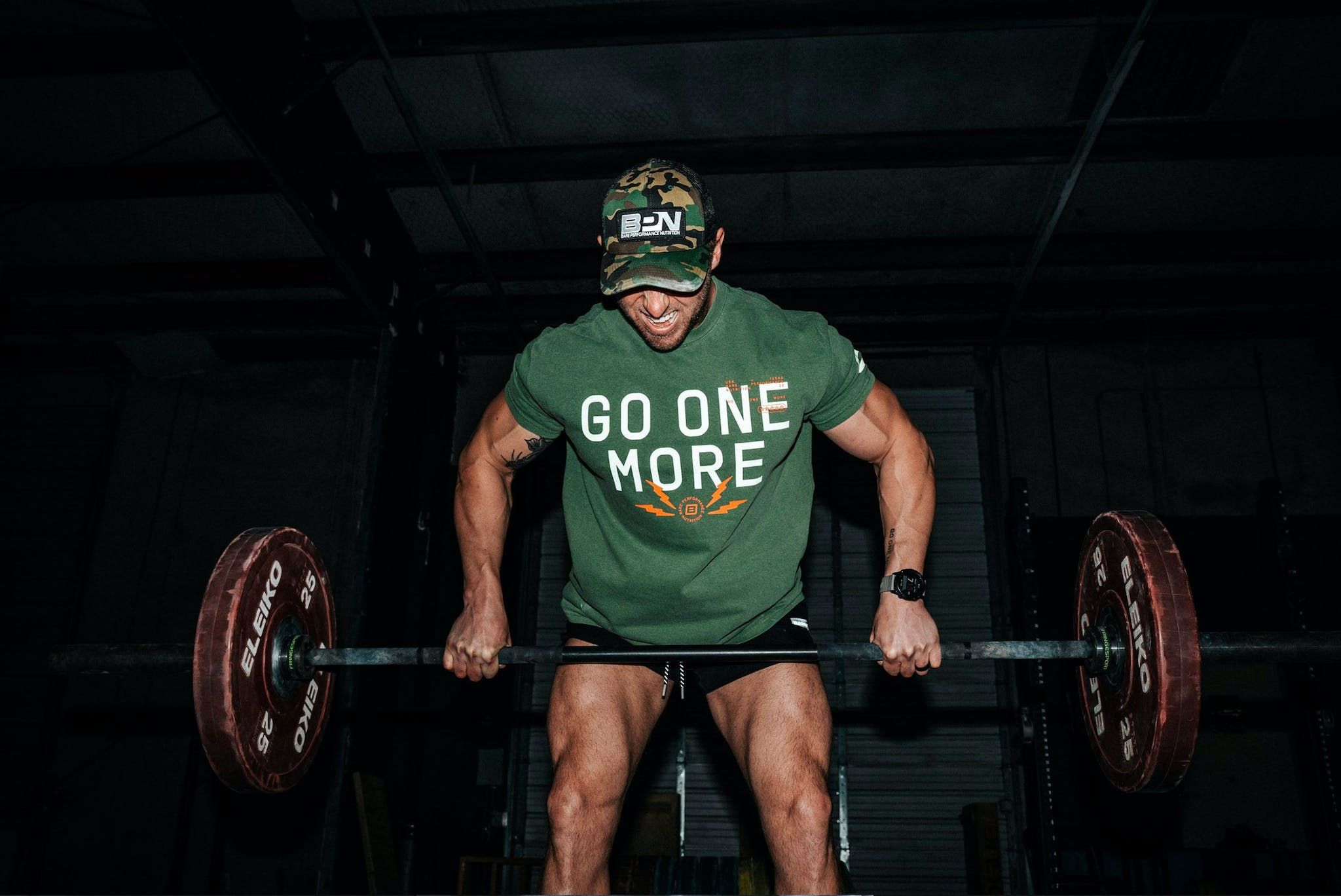 A photo of Nick Bare lifting weights.