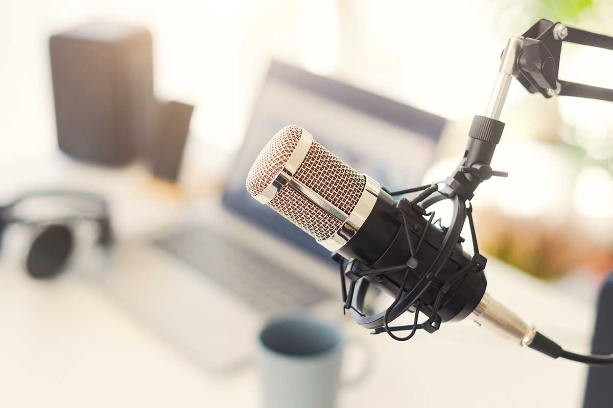 A podcasting and home recording setup. Podcasting just turned 20 years old.