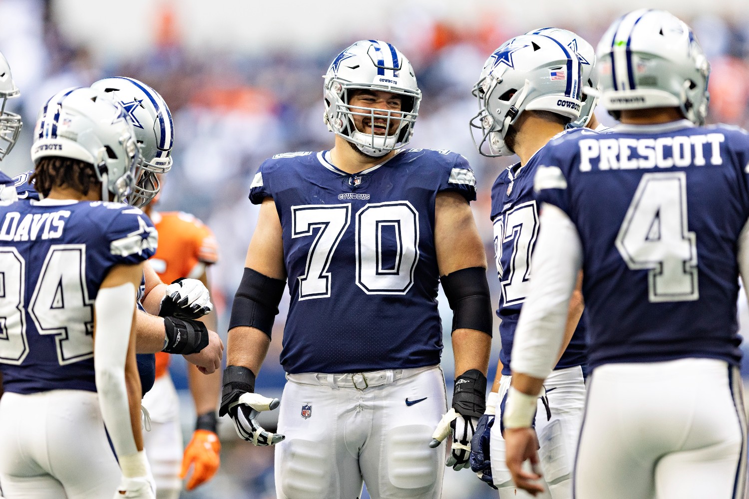 Zack Martin laughing at a game