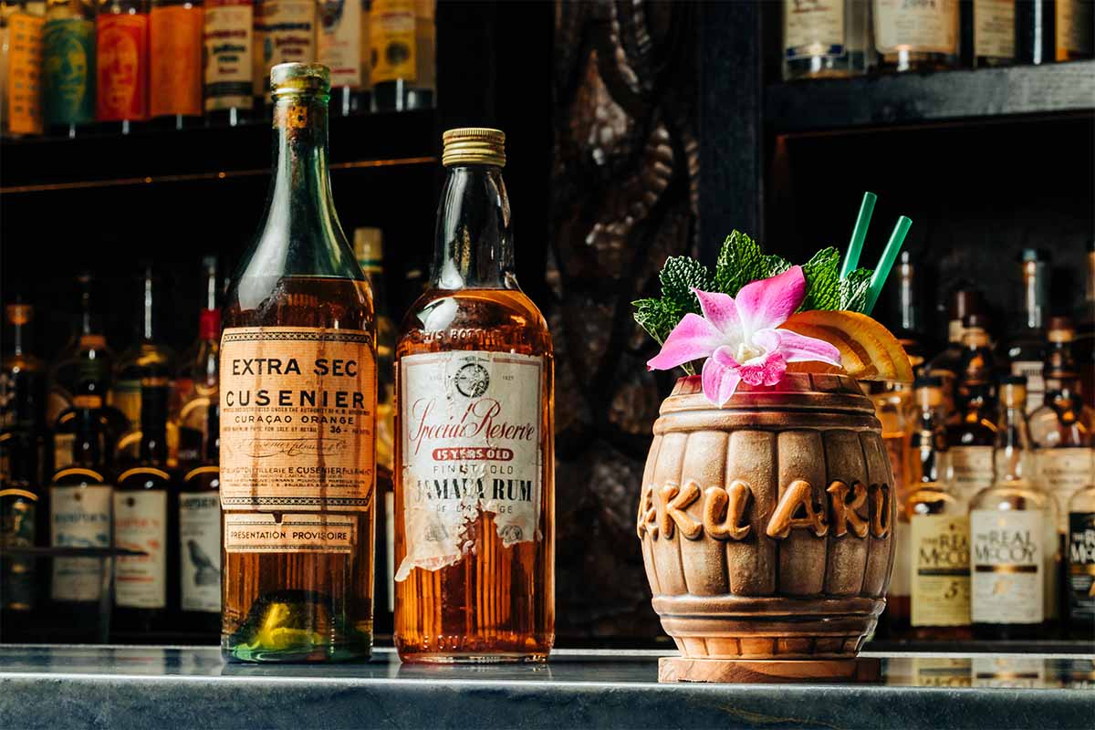 1944 vintage mai tai from Bamboo Room (served in barrel mug)