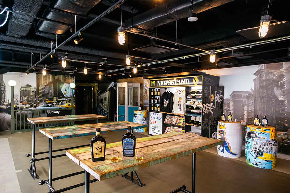 One of several Basquiat-themed rooms in the new Great Jones Distilling Co. speakeasy