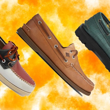 a collage of boat shoes on a fire background