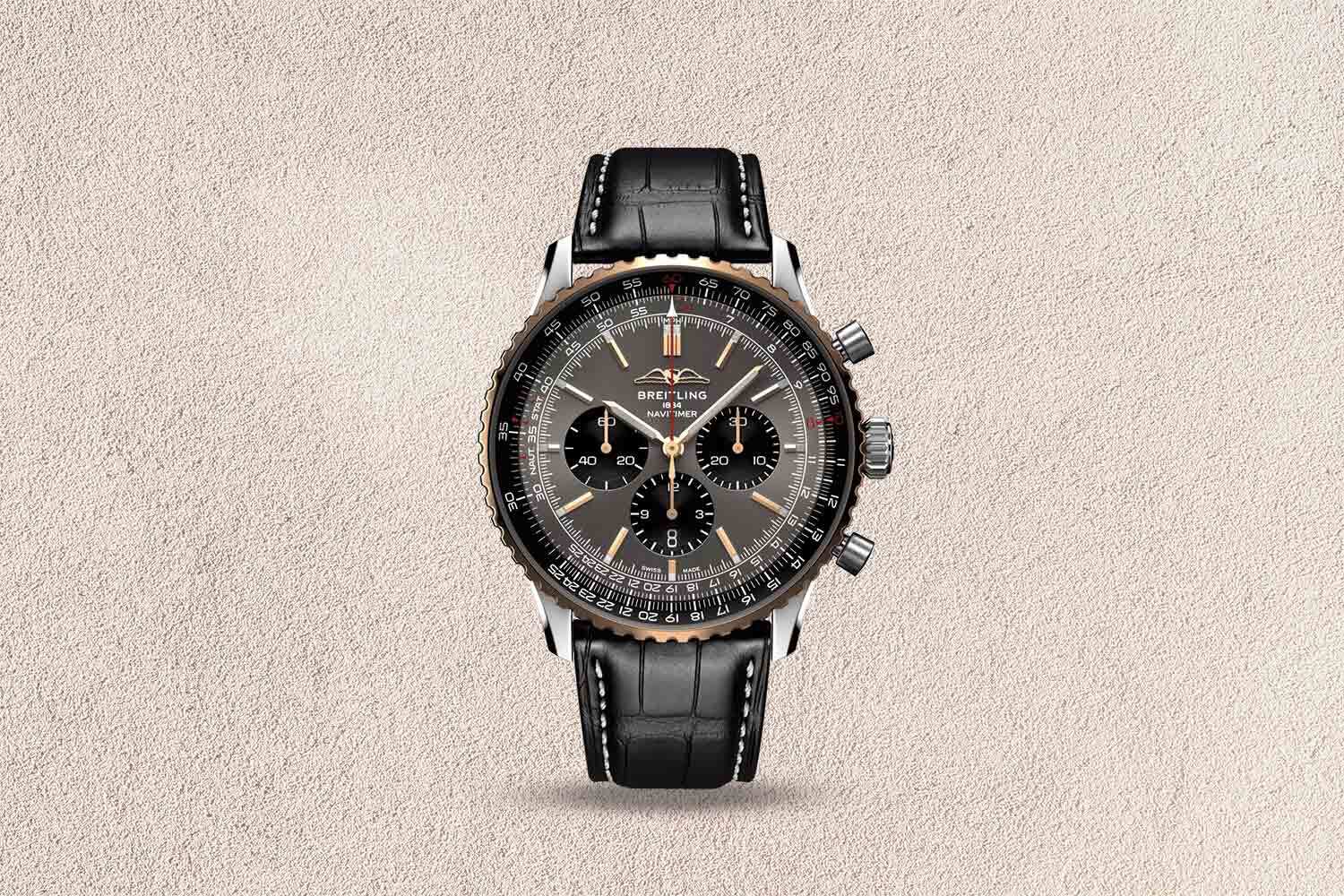 Black, brown and gray watch