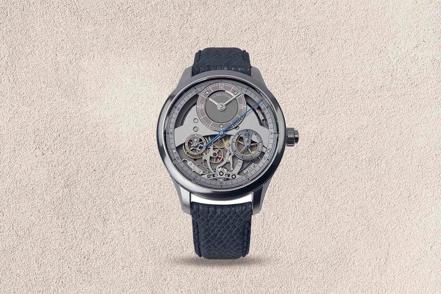 Muted blue, silver and gray watch