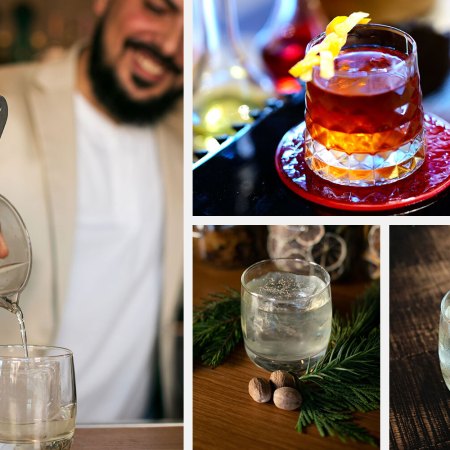Collage of fat-washed cocktails from San Francisco bars