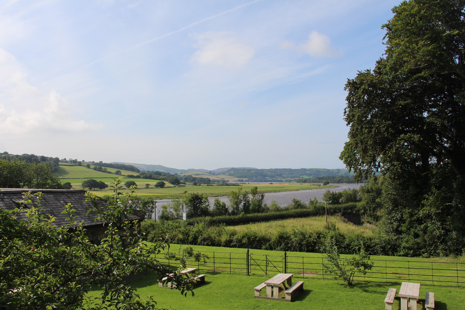 Picnic tables with a view at Bodnant Welsh Food