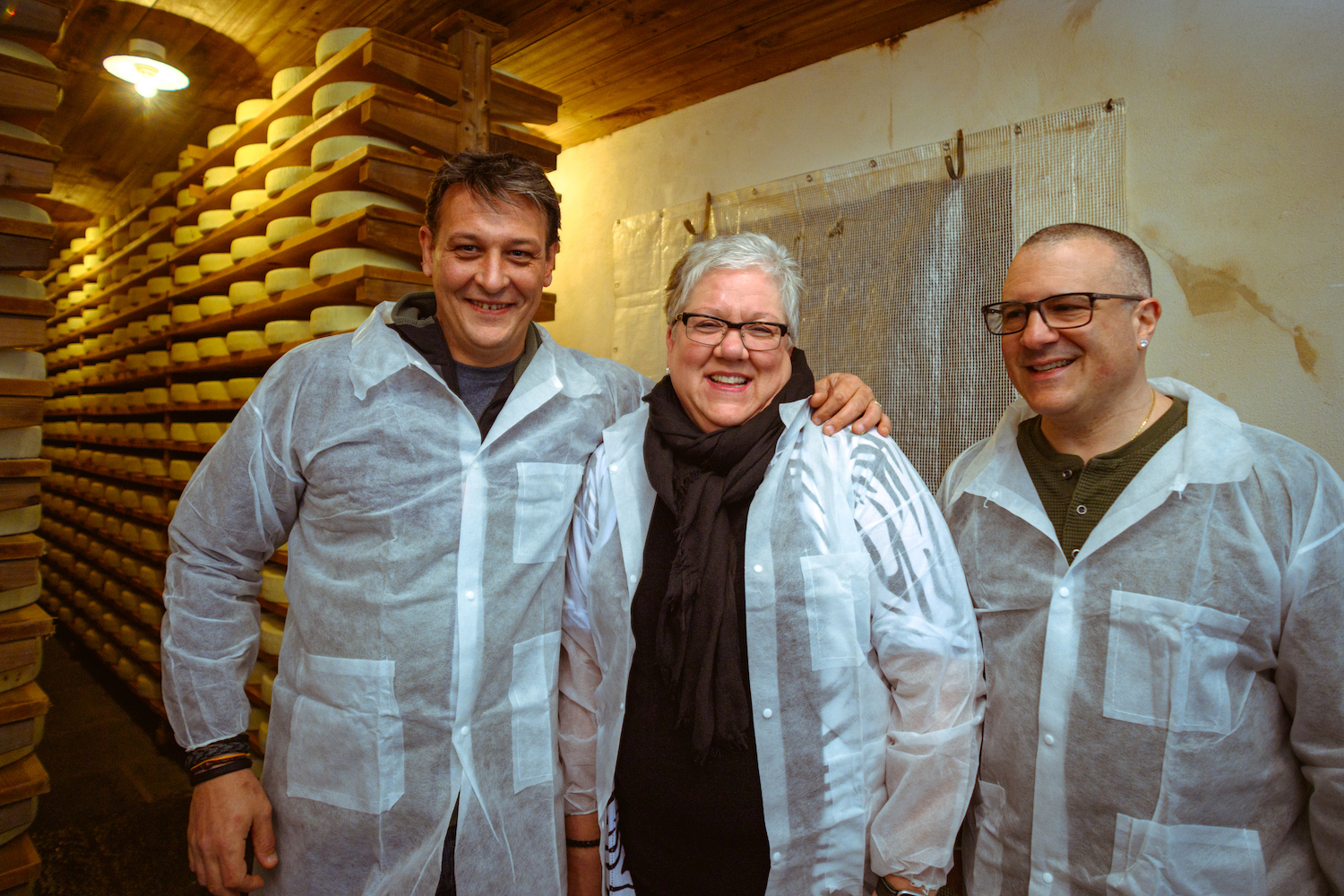 Anna Juhl in the Occelli cheese aging caves