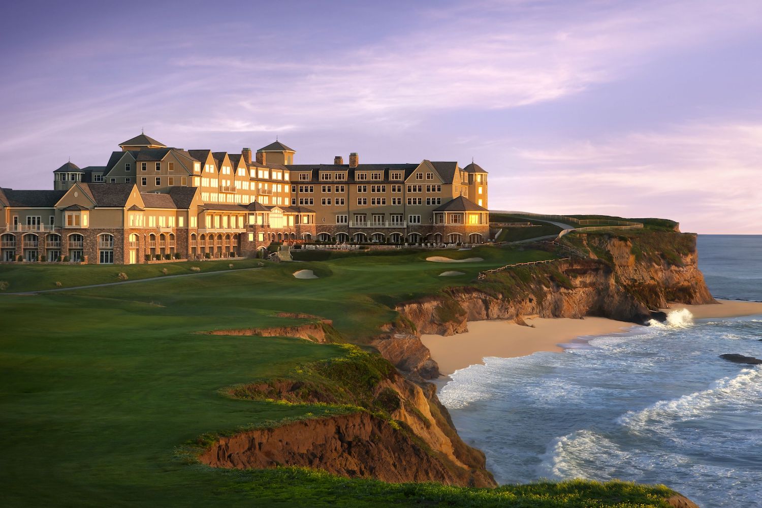 Large hotel building overlooking the ocean