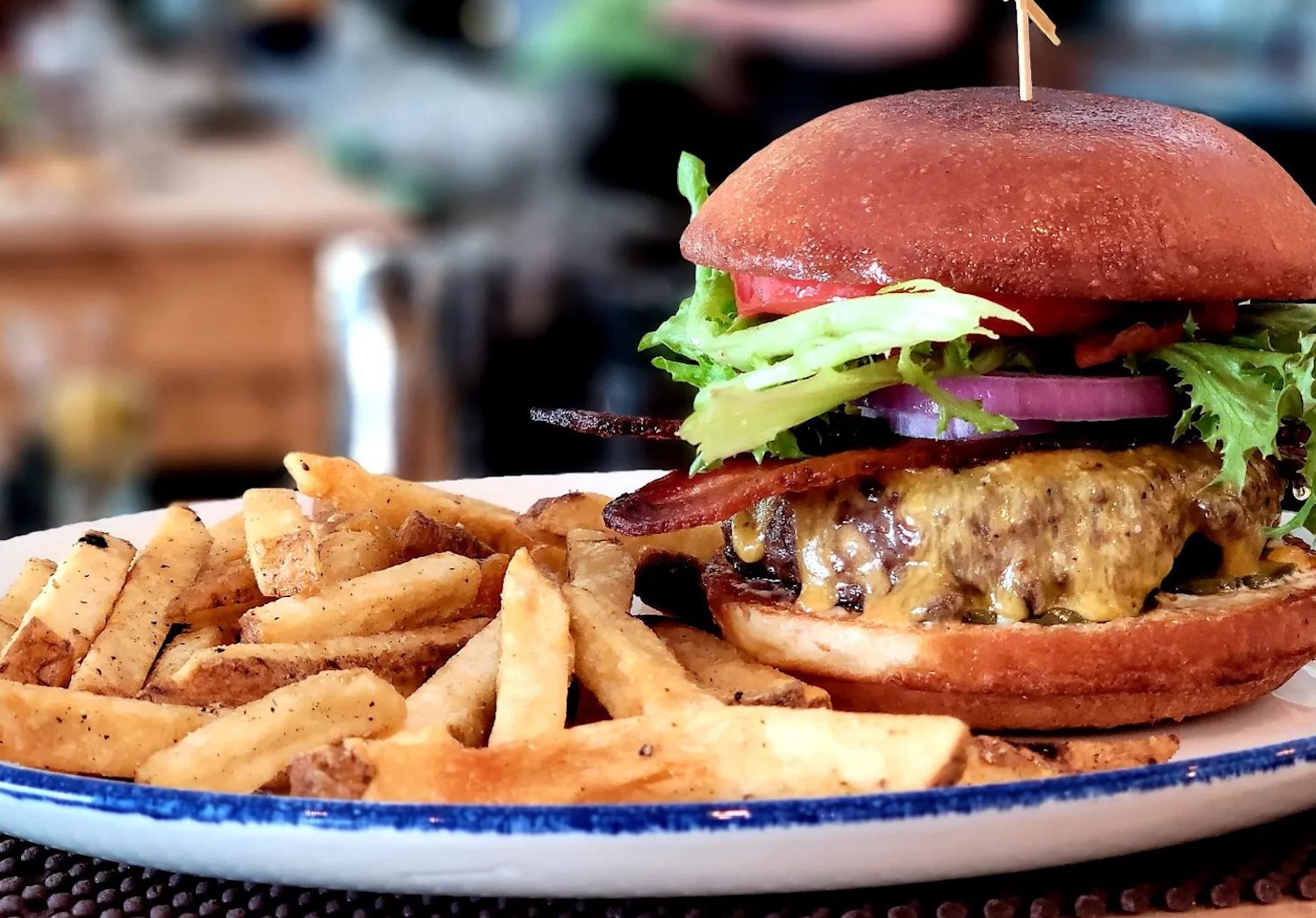 Salt & Time Burger with fries on a plate