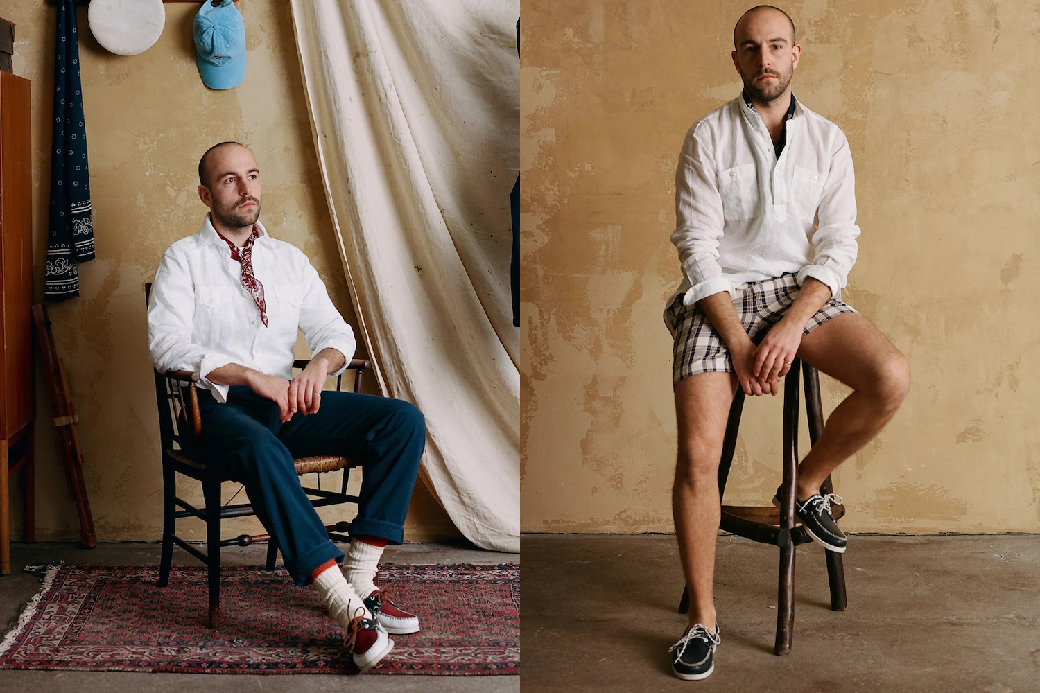 two model photos of sebago x Drakes