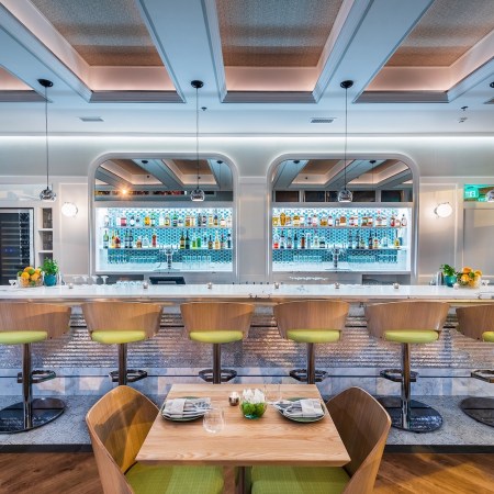 aesthetic and bright-colored bar area