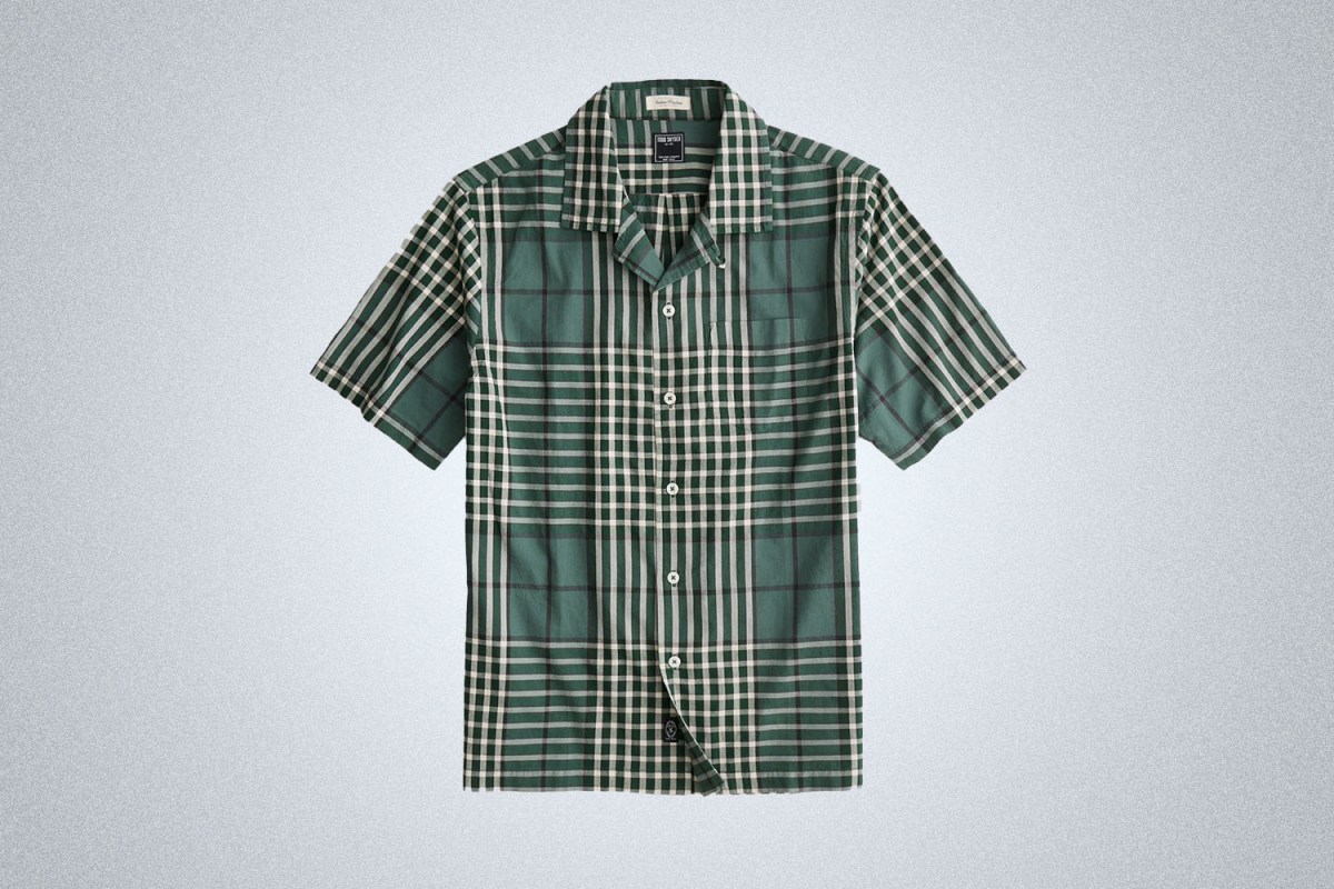 Todd Snyder Green Madras Camp Collar Shirt
