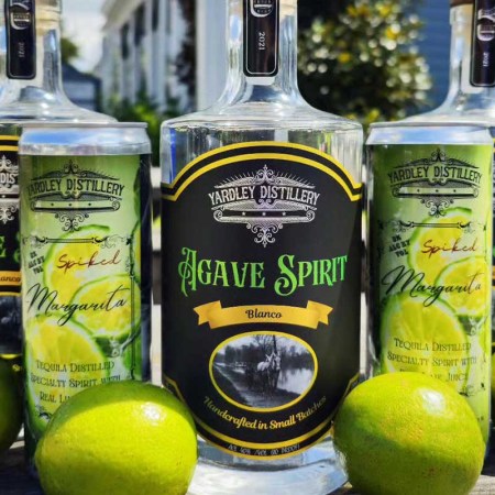 Bottles of Yardley Agave Spirit and canned margaritas from a Pennsylvania distillery, one of many that are producing agave spirits outside of Mexico