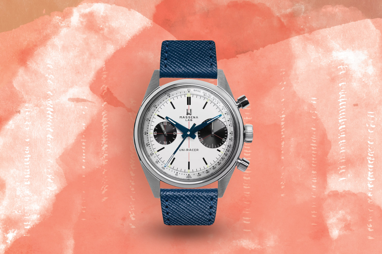 Blue, white and black Massena Lab Uni-Racer watch