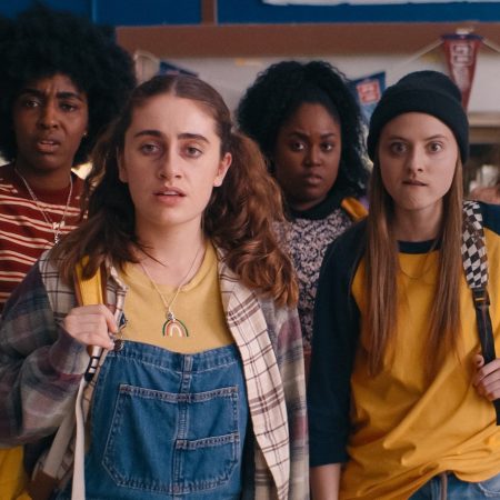 Rachel Sennott (center) in "Bottoms"