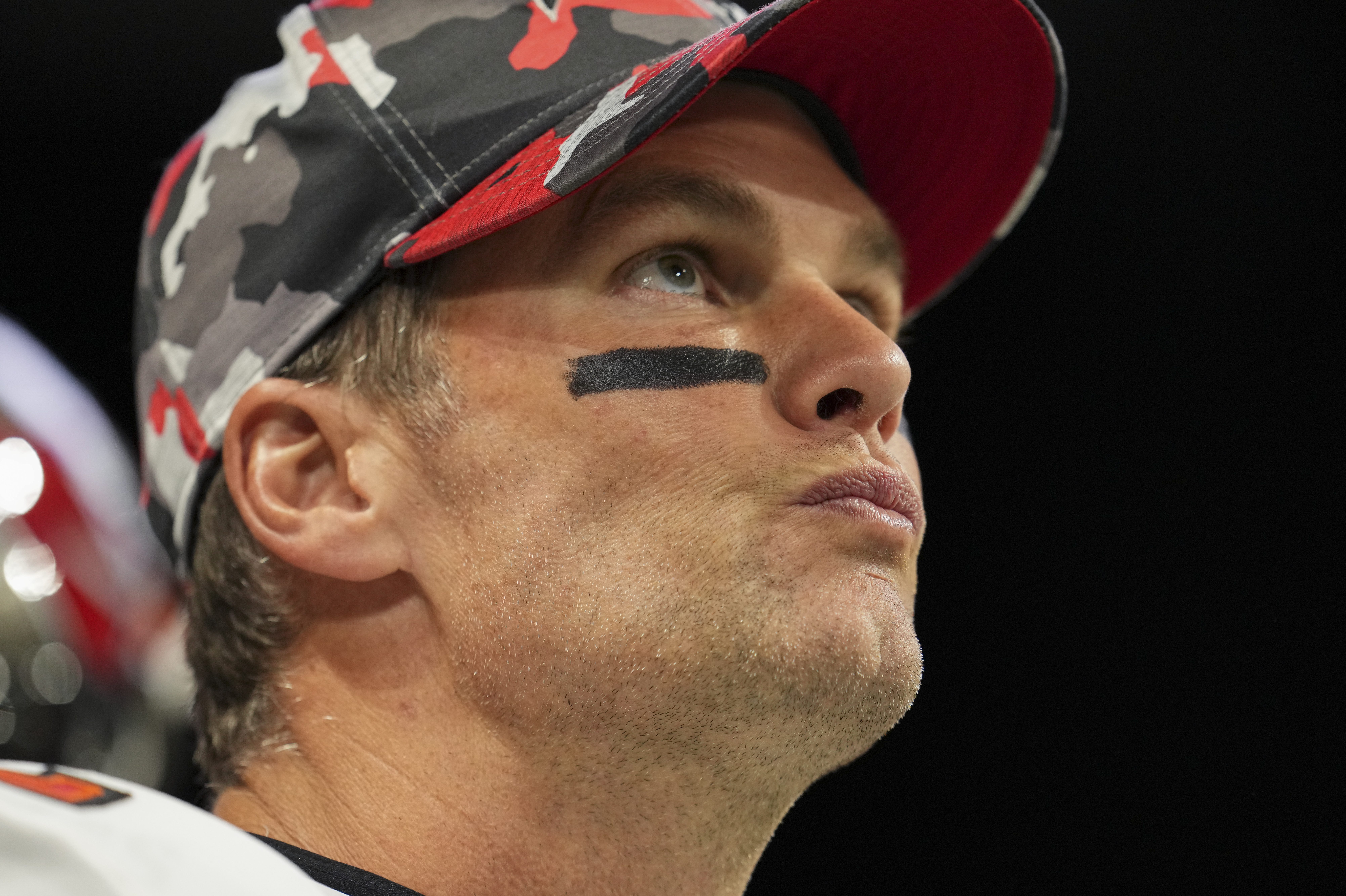 Tom Brady gets ready to run onto the field for the Tampa Bay Buccaneers