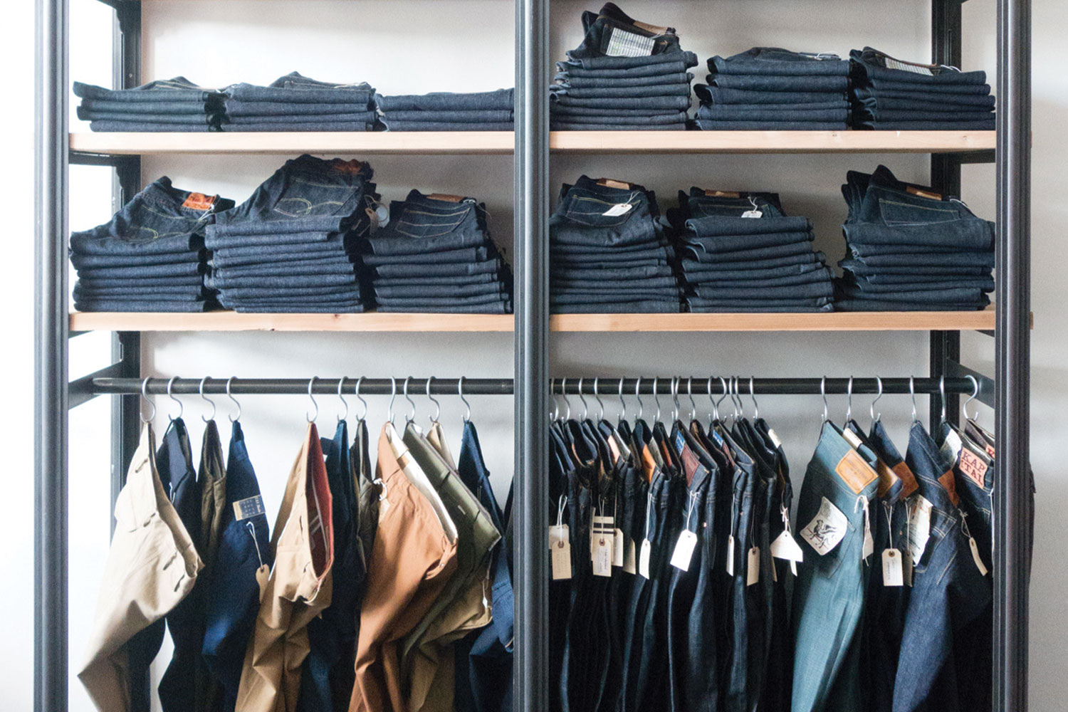 Jeans on a rack