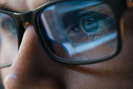 Glasses with blue reflection