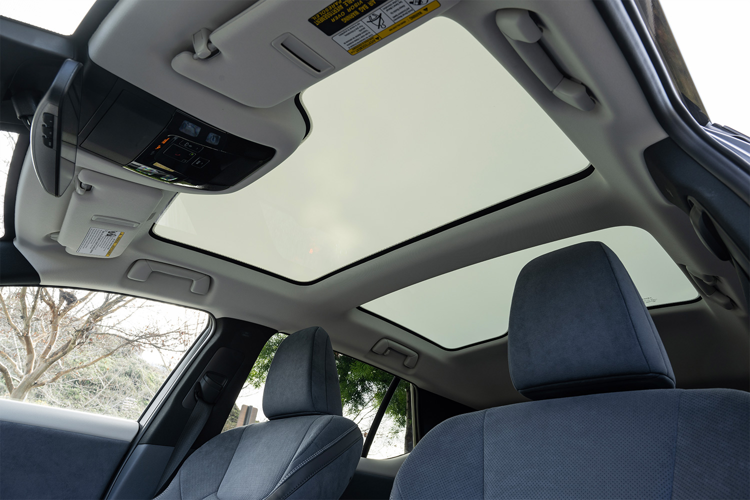 The Dynamic Sky feature on the panoramic roof glass in the Lexus RZ 450e