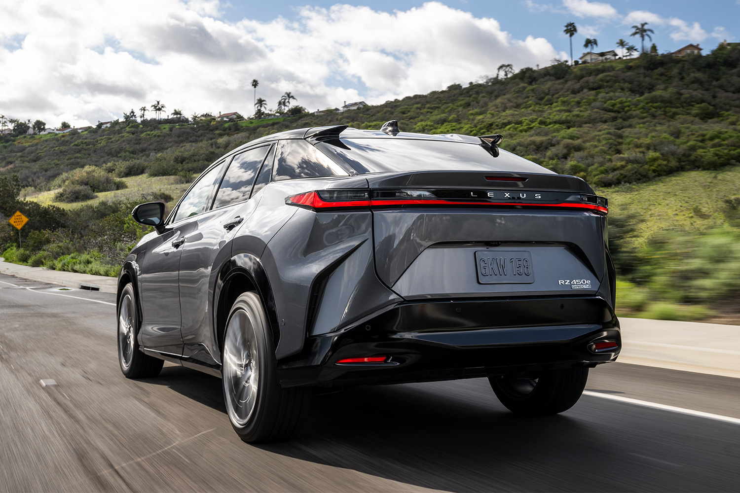 Lexus RZ 450e EV driving down the road