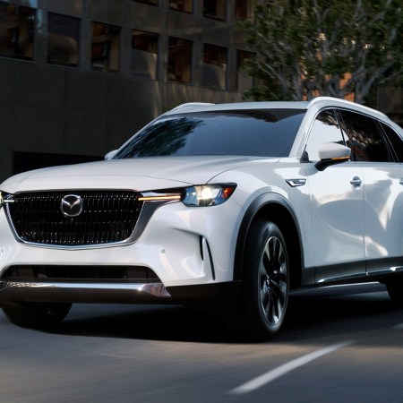 The 2024 Mazda CX-90, a new three-row SUV, in white