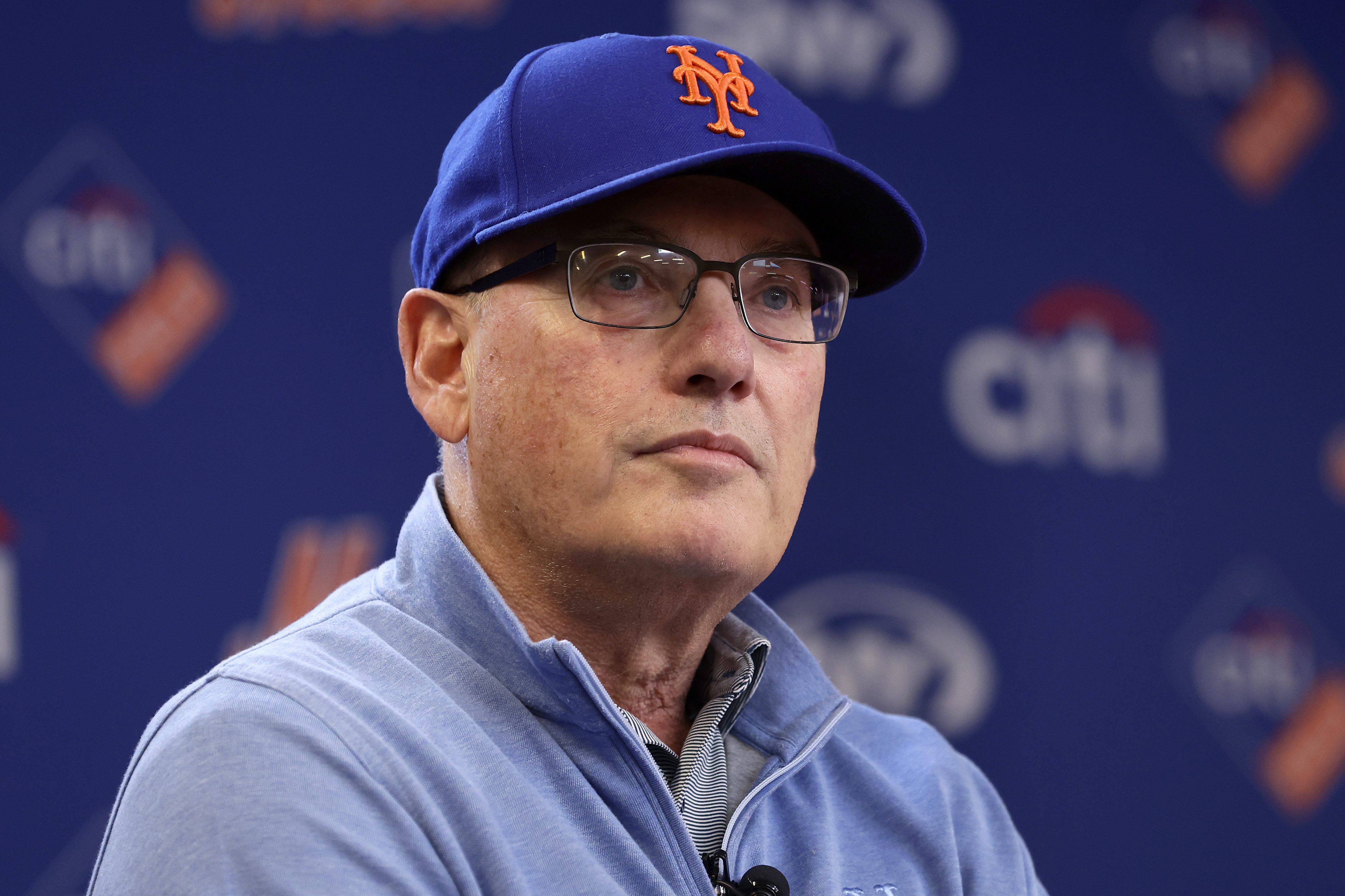 New York owner Steve Cohen speaks to the media.