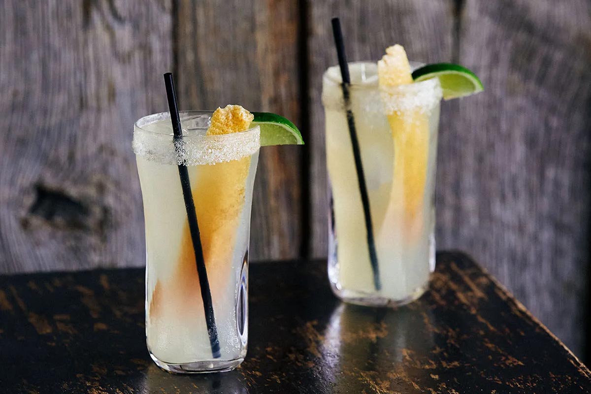 Two glasses with Palomas