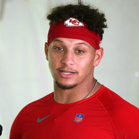 Patrick Mahomes speaks to the media at Kansas City Chiefs training camp. f